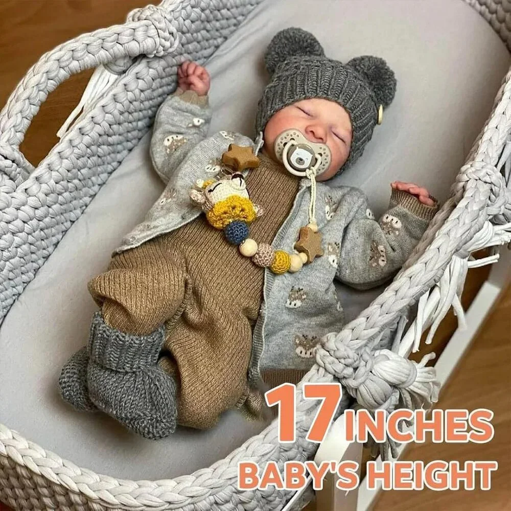 Lifelike Reborn Baby Dolls Silicone Full Body Boy 17 Inch Soft Body Newborn